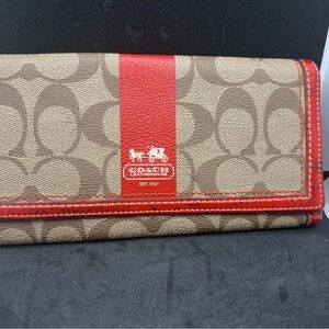 Coach Brown and Red Signature Wallet